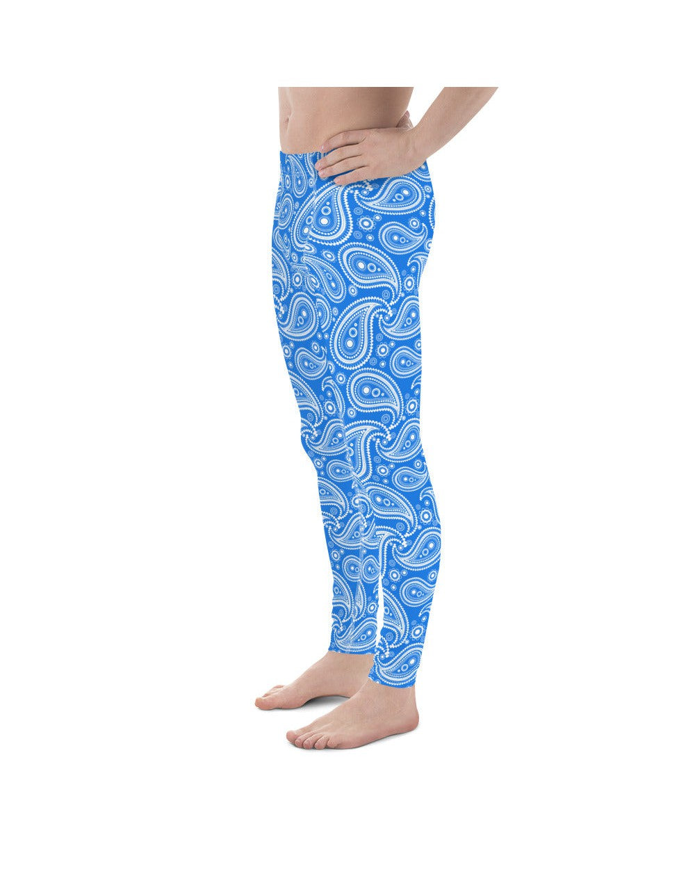 Mens Leggings Workout Blue & White Paisley Meggings | Gearbunch.com