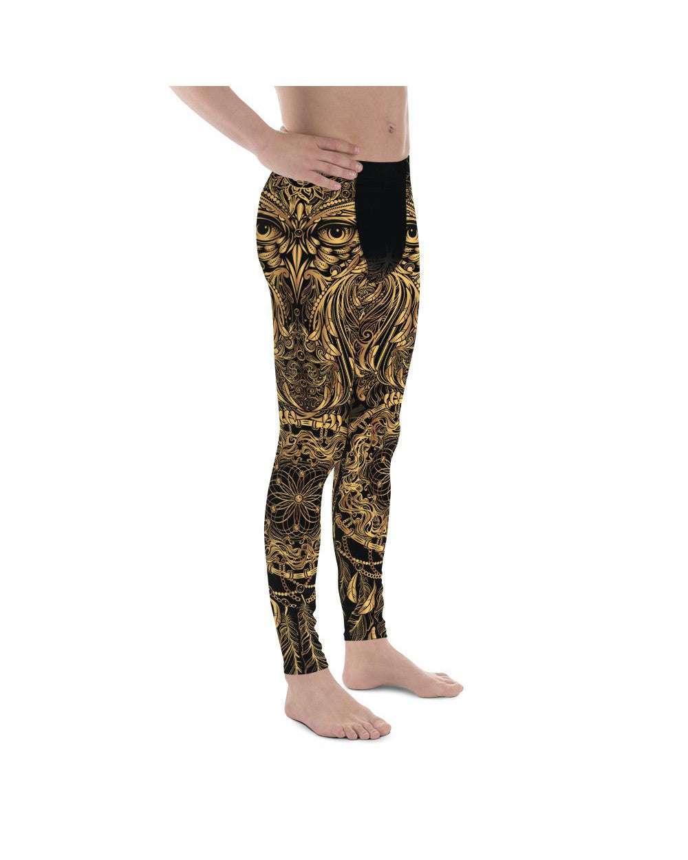 Golden Ornamental Owl Meggings Gearbunch Men's Leggings