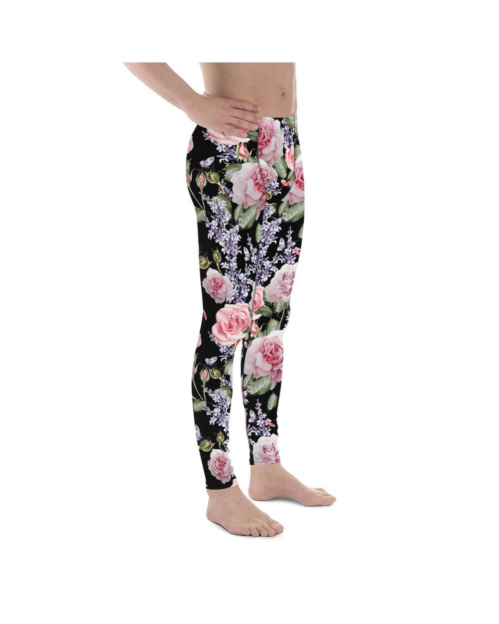 Watercolor Roses & Lavender Meggings Gearbunch Men's Leggings