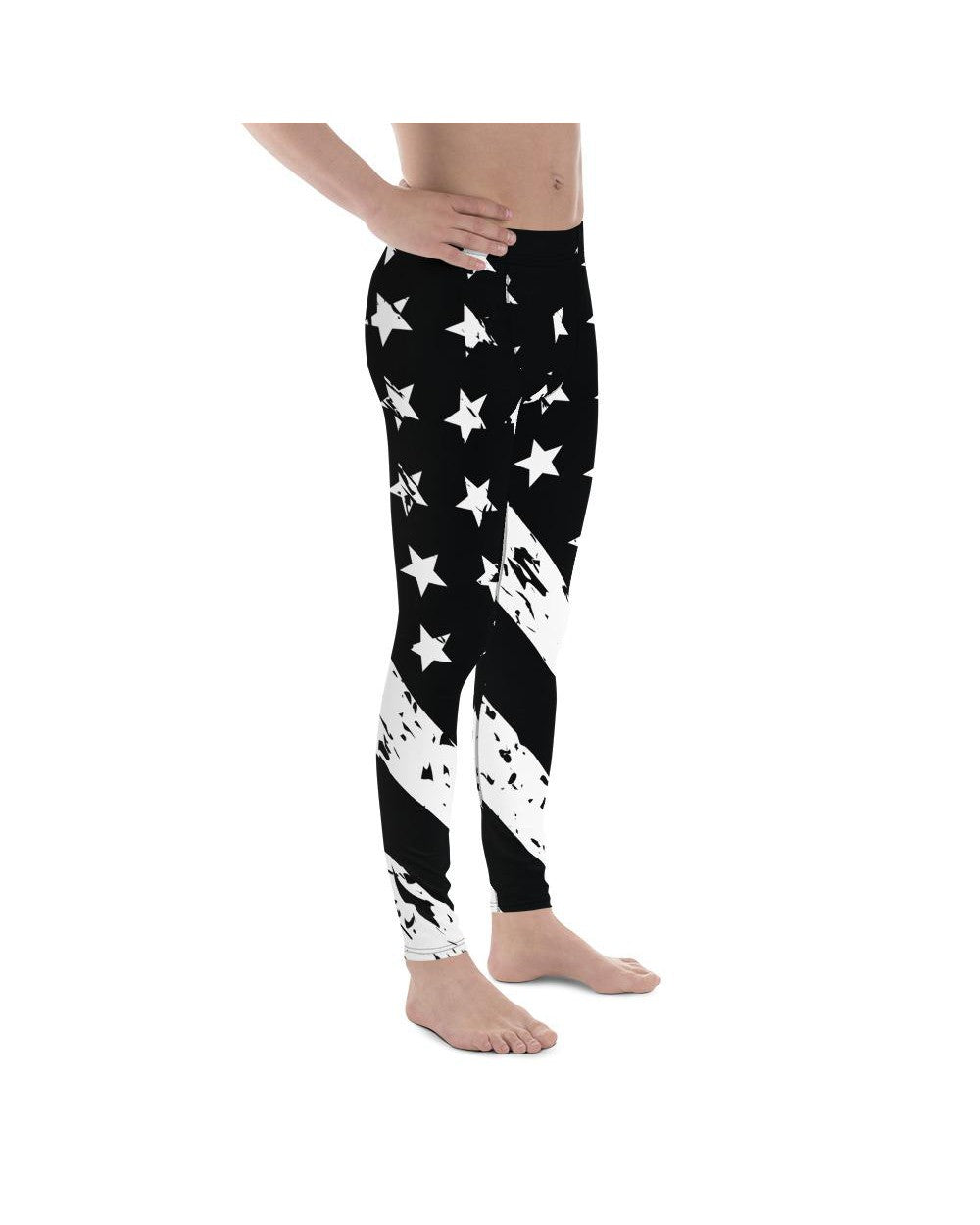 Mens Leggings Workout Black & White American Flag | Gearbunch.com