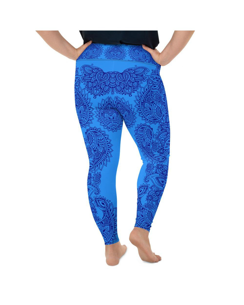 Blue and Navy Henna Tattoo Plus Size Leggings | GearBunch