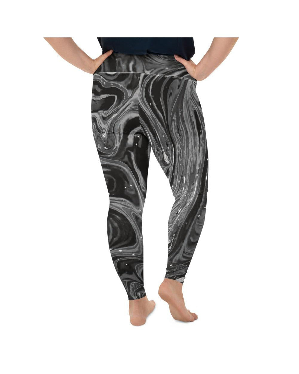 Womens Plus Size Grey Swirl Leggings Grey/White | Gearbunch.com