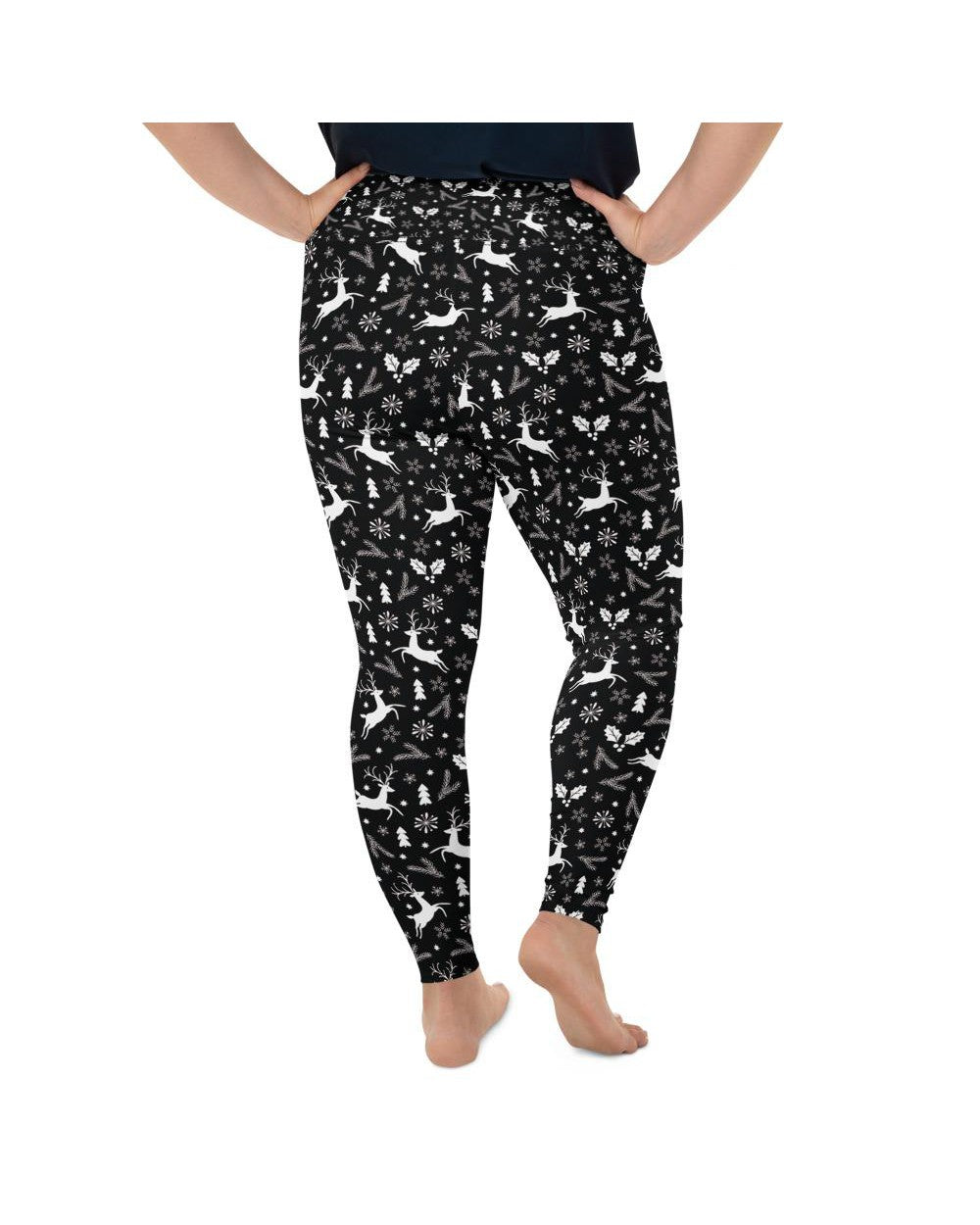 Black Reindeer Christmas Plus Size Leggings | GearBunch