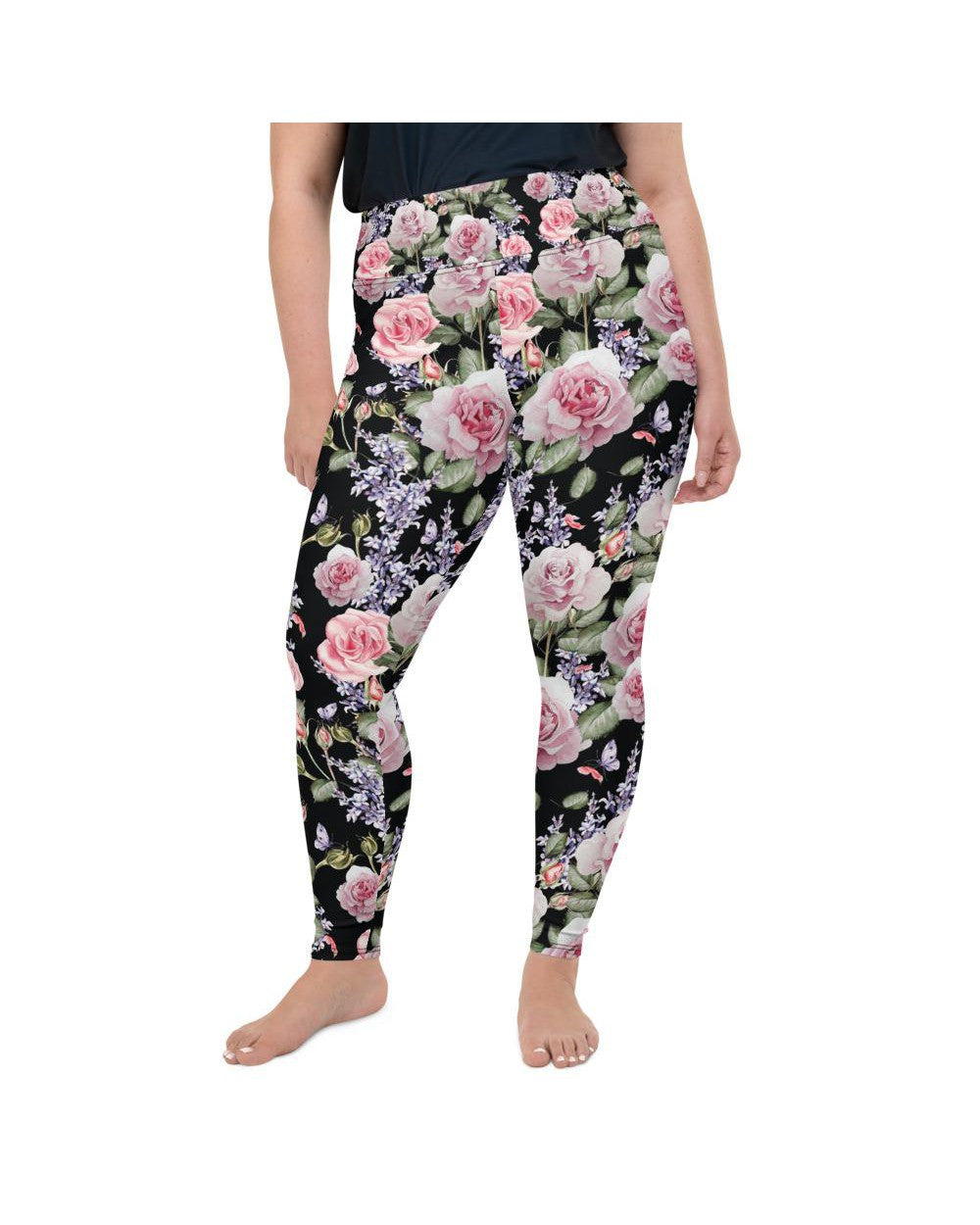 Watercolor Roses & Lavender Plus Size Leggings Gearbunch