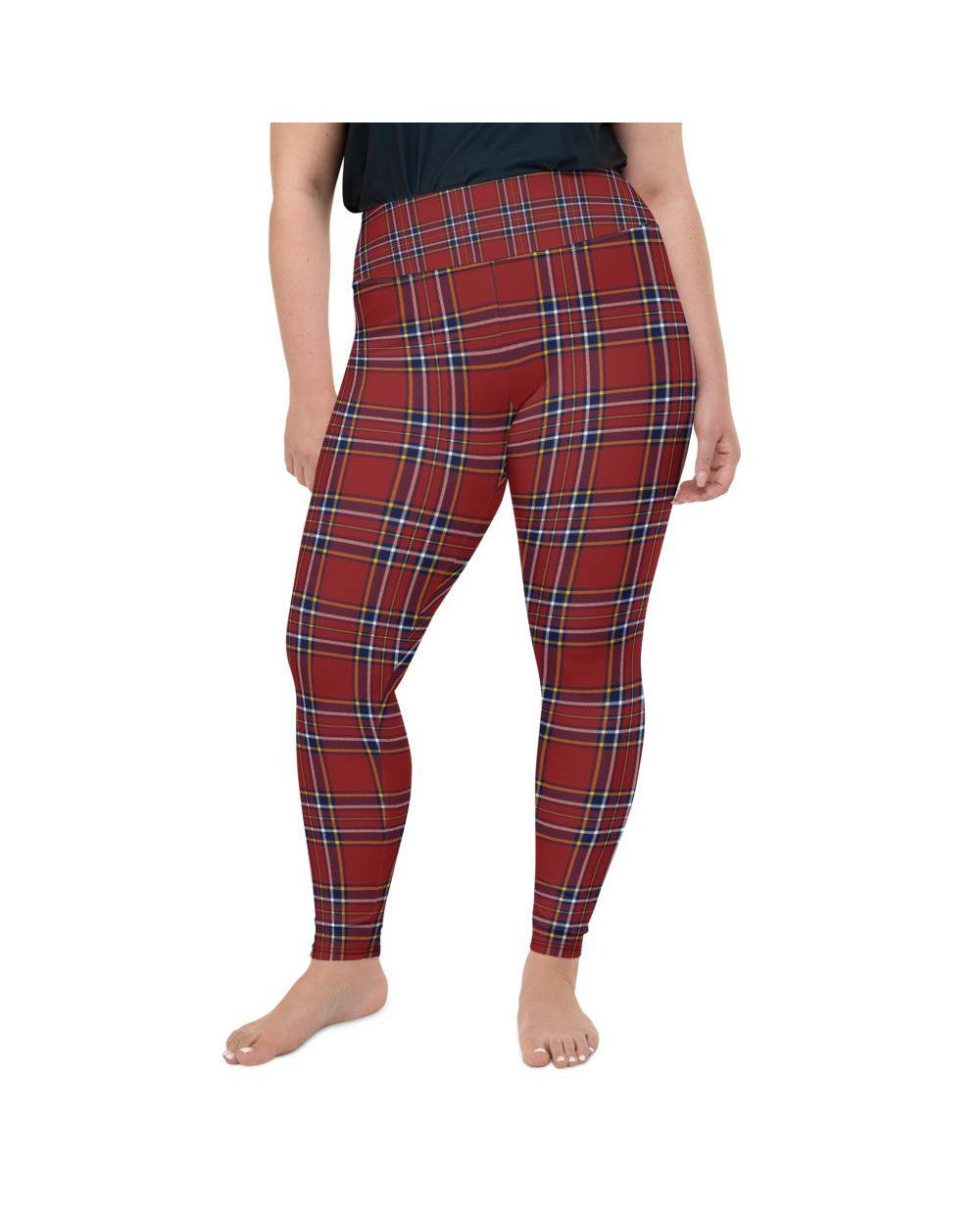 Deep Red Tartan Plus Size Leggings | GearBunch