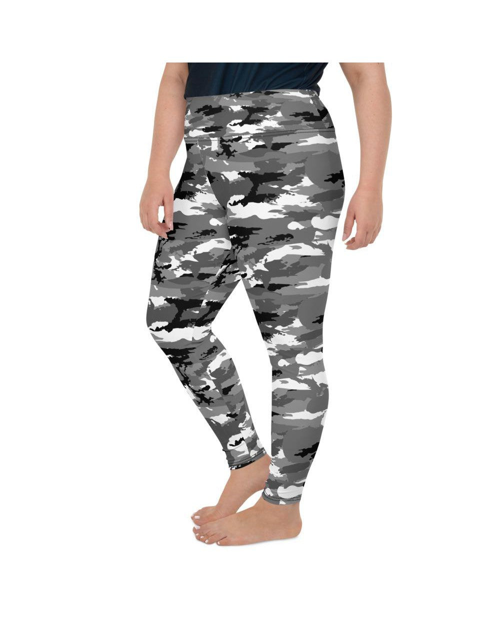 Black & White Camo Plus Size Leggings Gearbunch