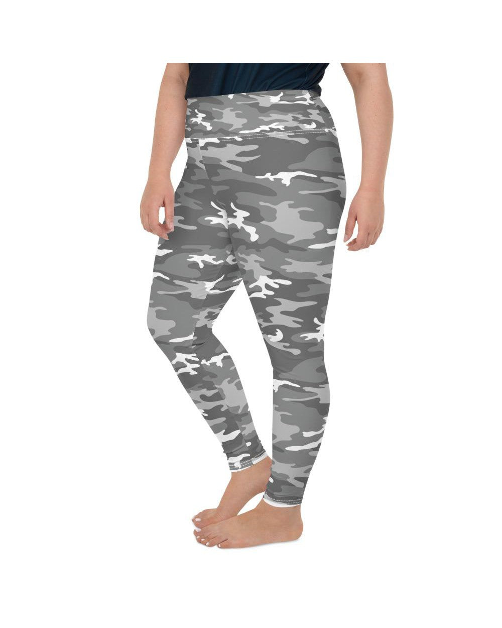 Womens Plus Size Light Grey Camo Leggings Grey/white | Gearbunch.com