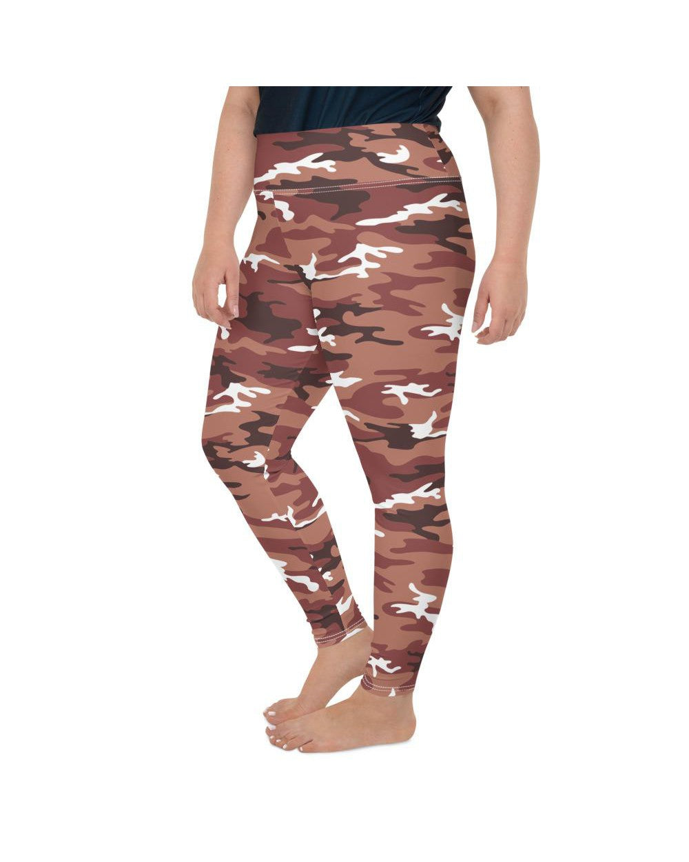 Womens Plus Size Brown Camo Leggings Brown/White | Gearbunch.com