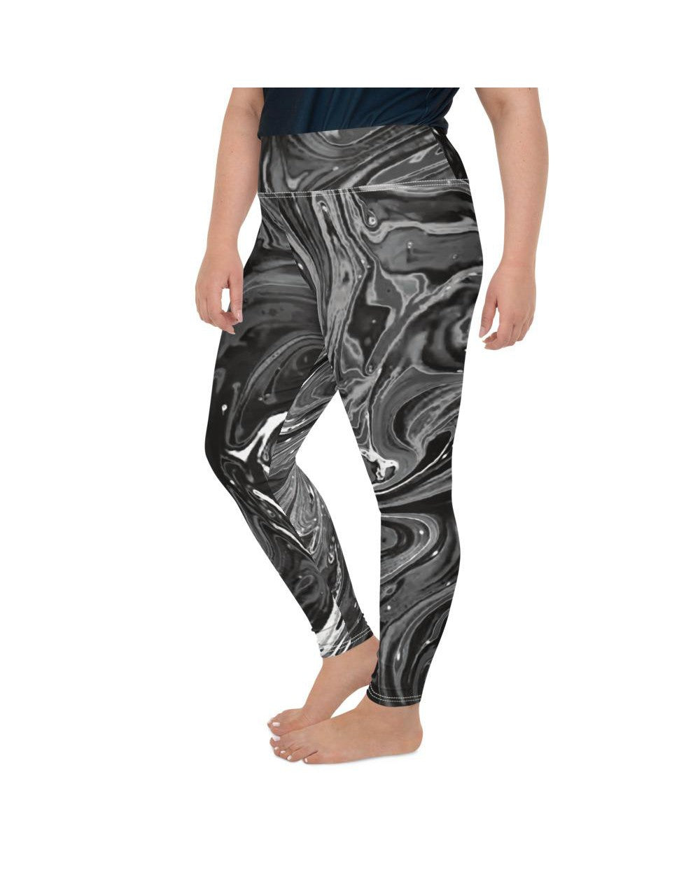 Womens Plus Size Grey Swirl Leggings Grey/White | Gearbunch.com