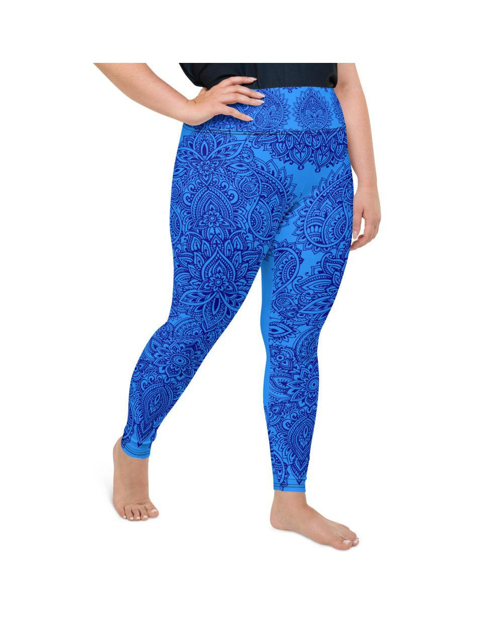 Blue and Navy Henna Tattoo Plus Size Leggings | GearBunch