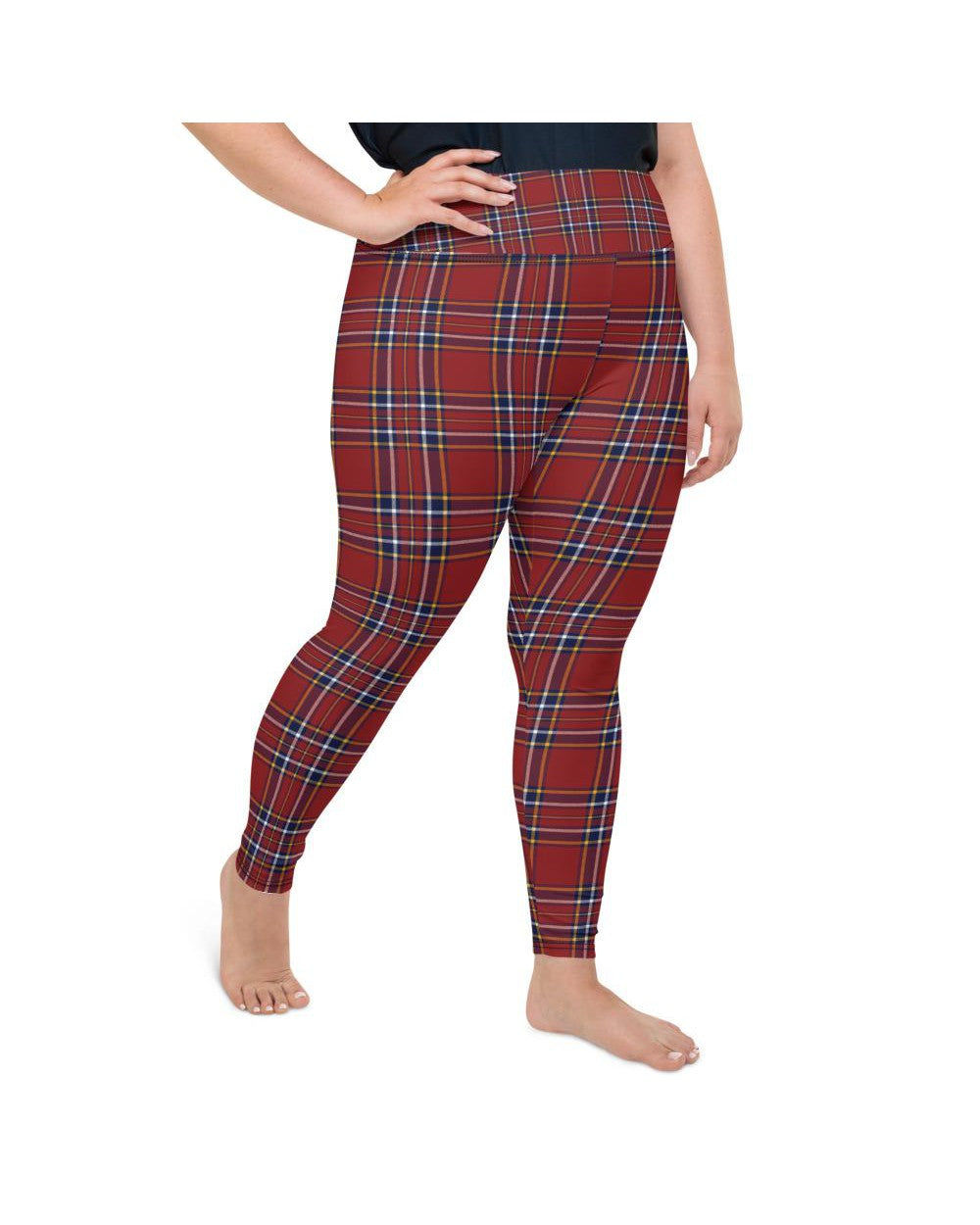 Deep Red Tartan Plus Size Leggings | GearBunch