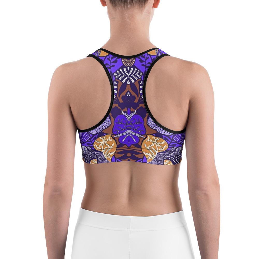Purple Batik Floral Sports Bra Gearbunch