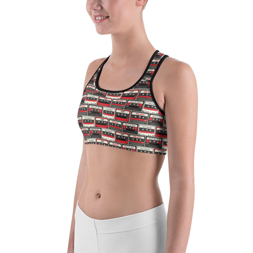 Retro Cassette Tapes Sports Bra Gearbunch