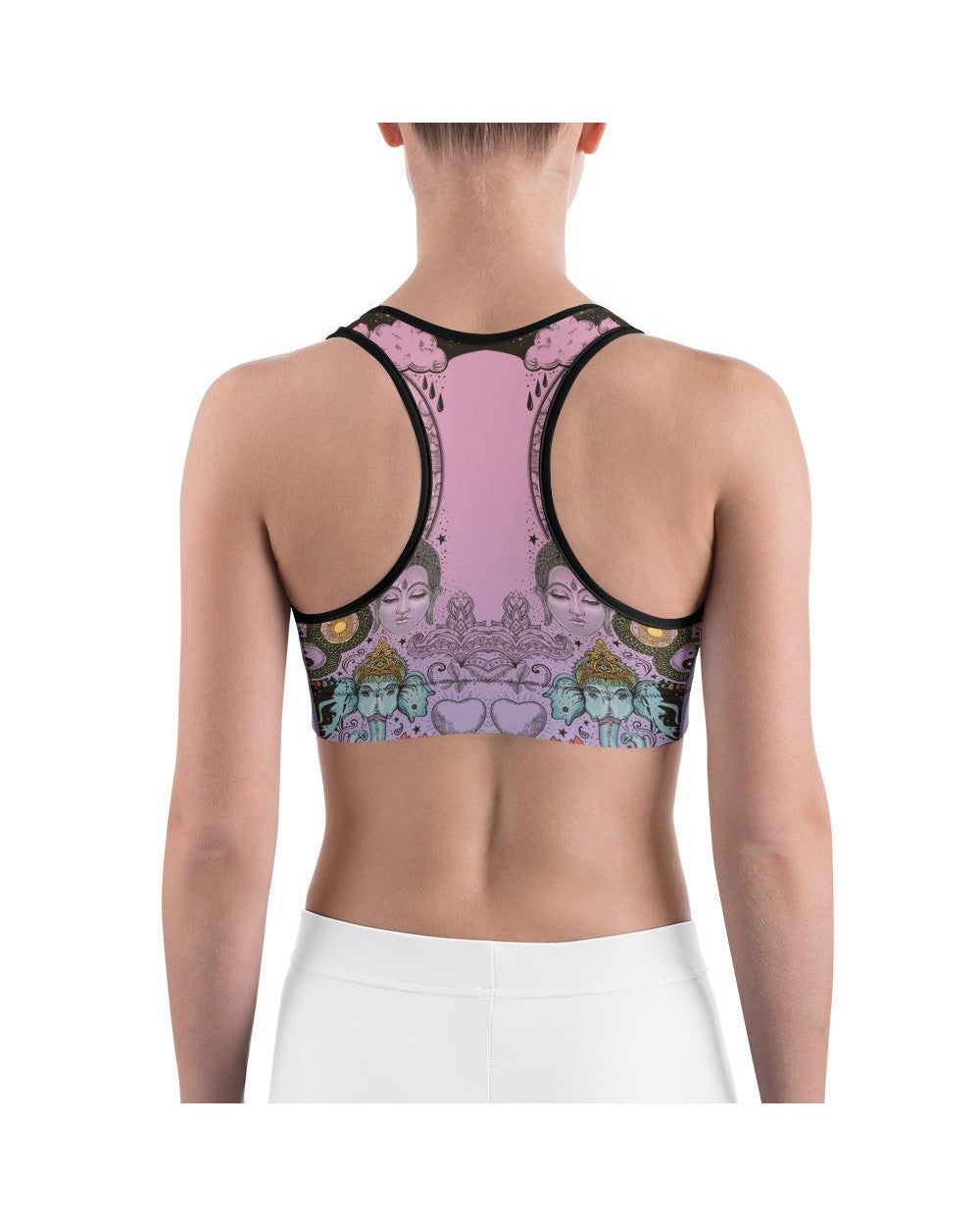 Pink Tattooed Lotus Sports Bra | GearBunch