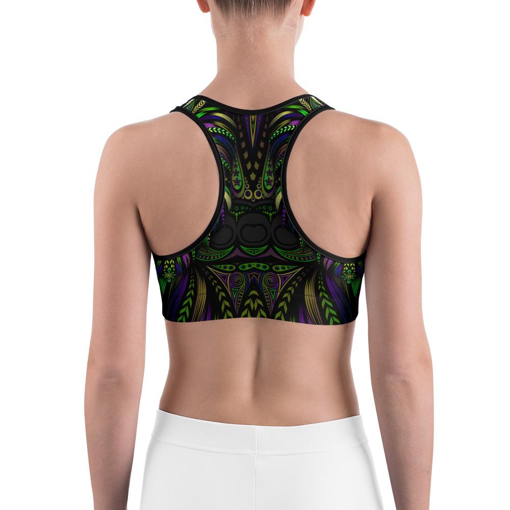 Green Colorful Wolf Sports Bra Gearbunch