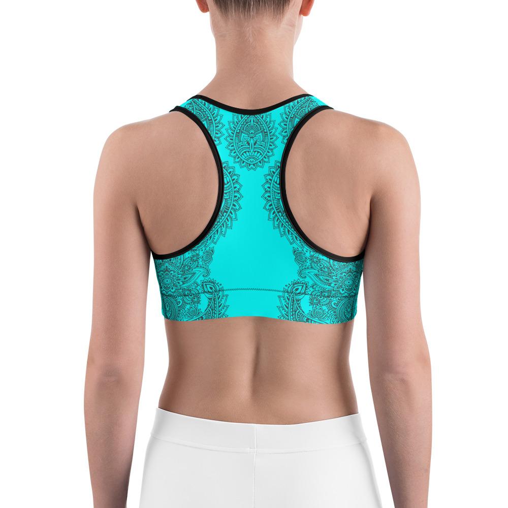 Aqua and Slate Grey Henna Sports bra