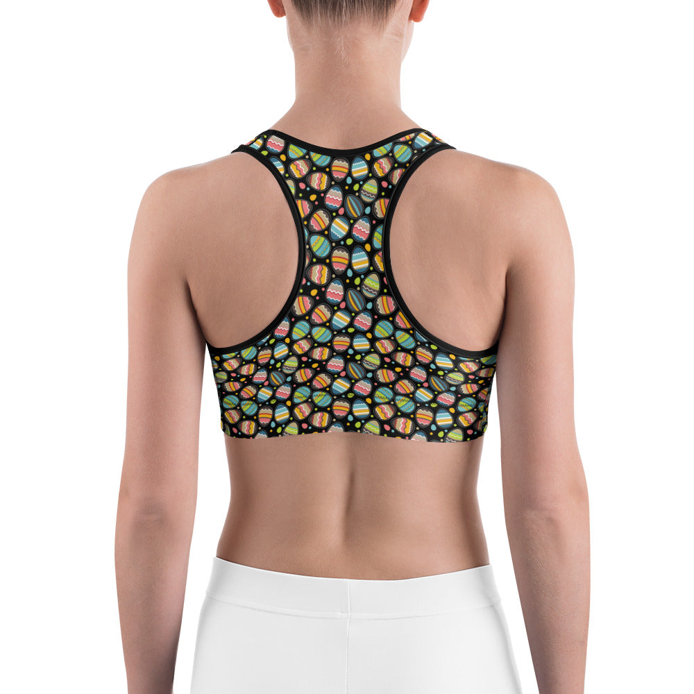 Womens Sports Bra Easter Egg Black/Green/Yellow | Gearbunch.com