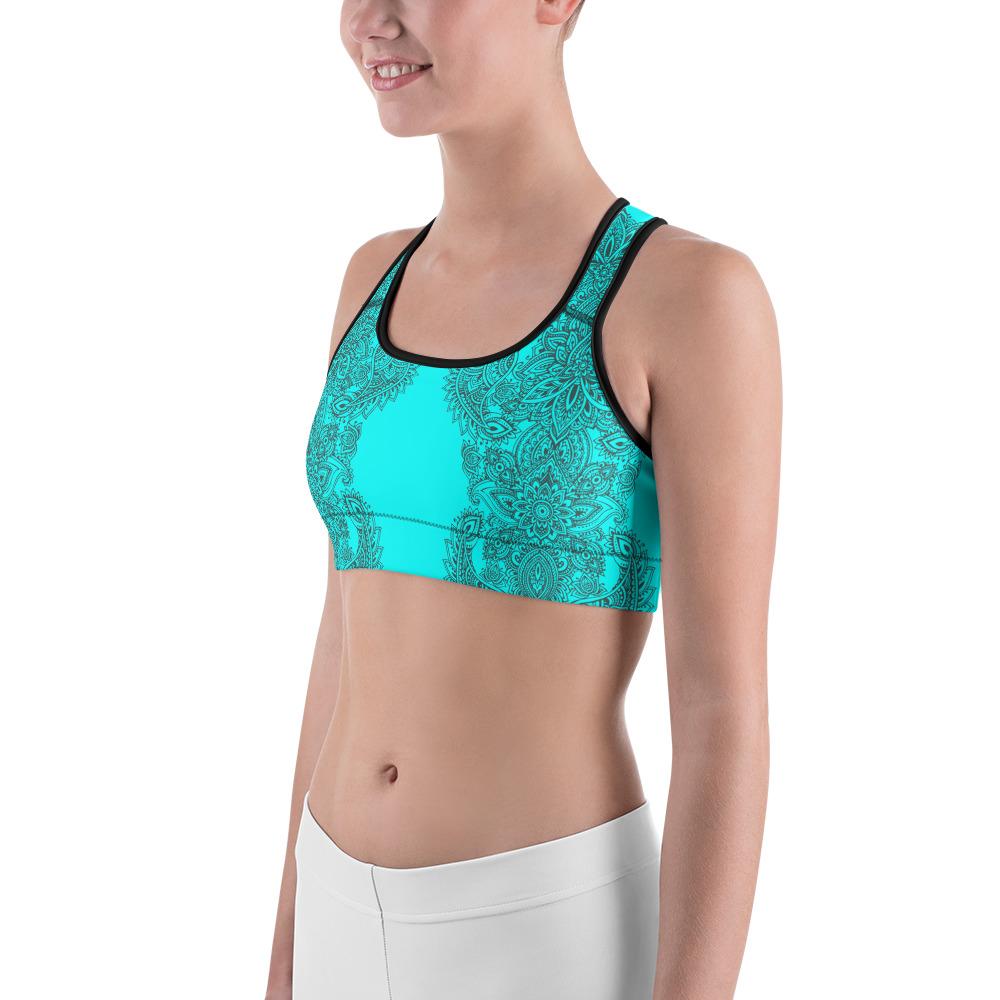 Aqua and Slate Grey Henna Sports bra