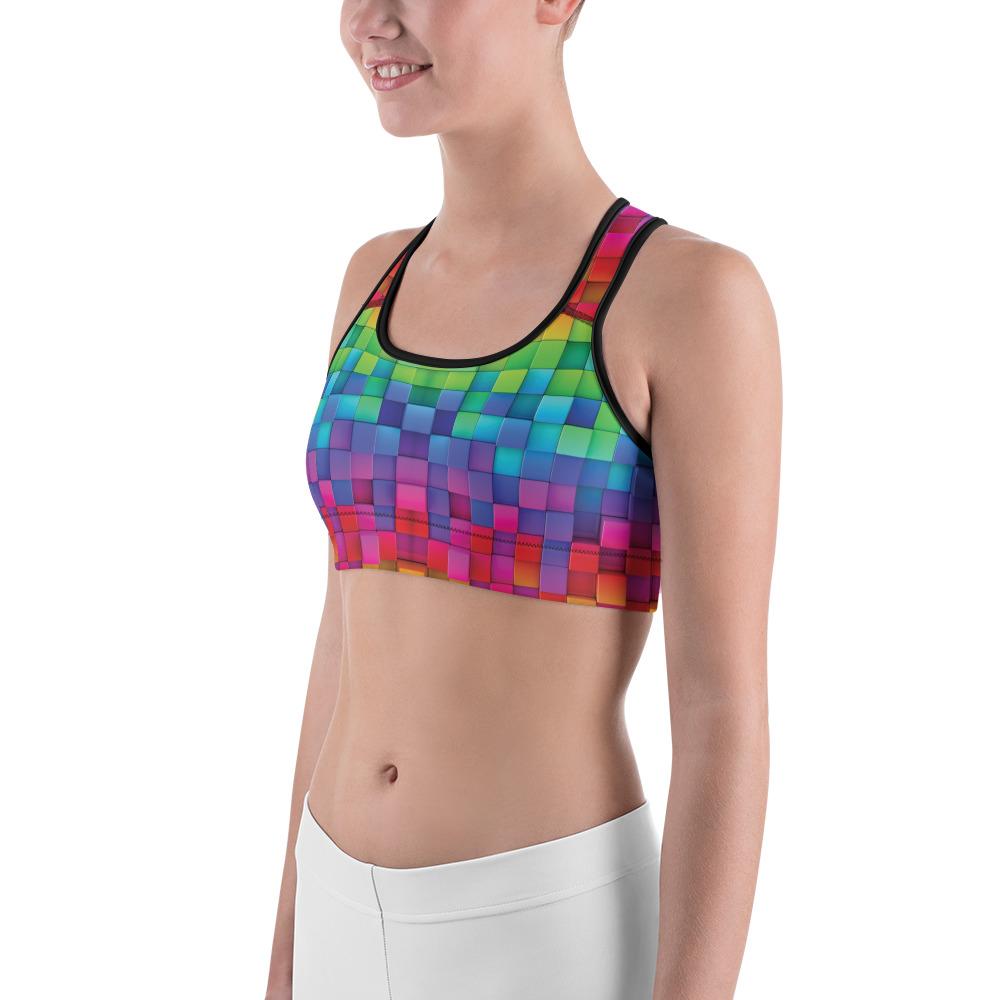 Rainbow Blocks Sports Bra | GearBunch