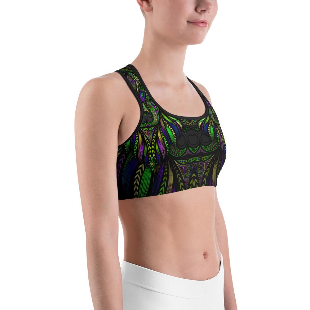 Green Colorful Wolf Sports Bra Gearbunch