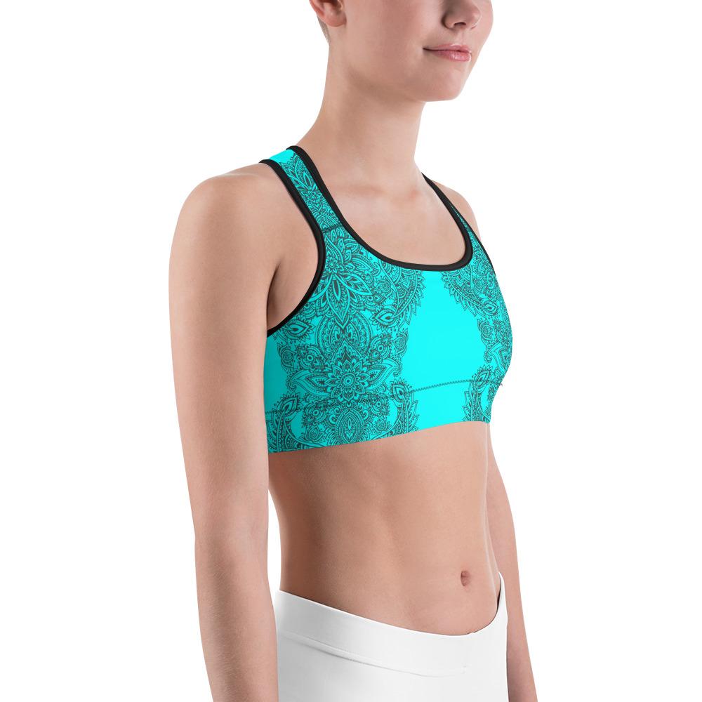 Aqua and Slate Grey Henna Sports bra