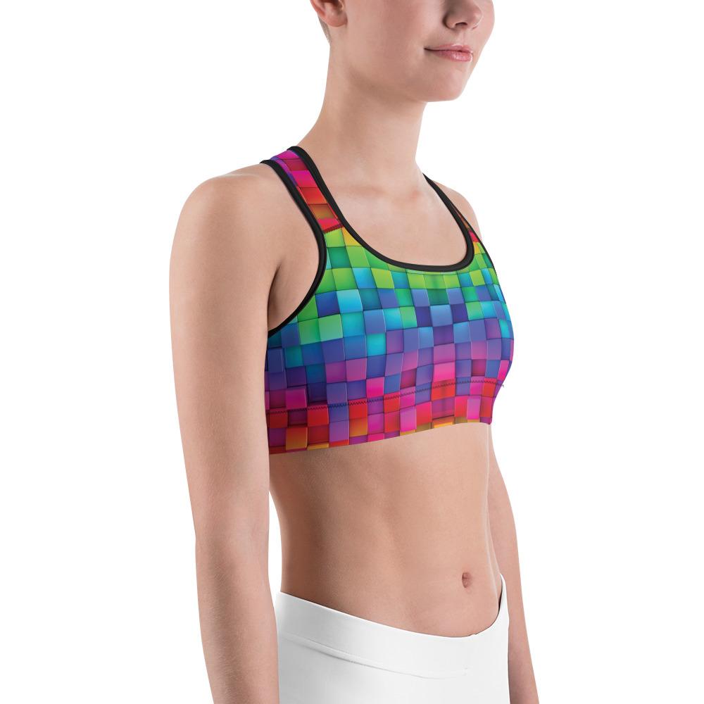 Rainbow Blocks Sports Bra | GearBunch