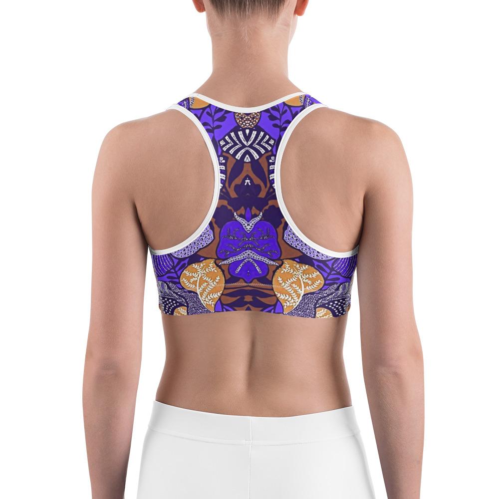 Purple Batik Floral Sports Bra Gearbunch