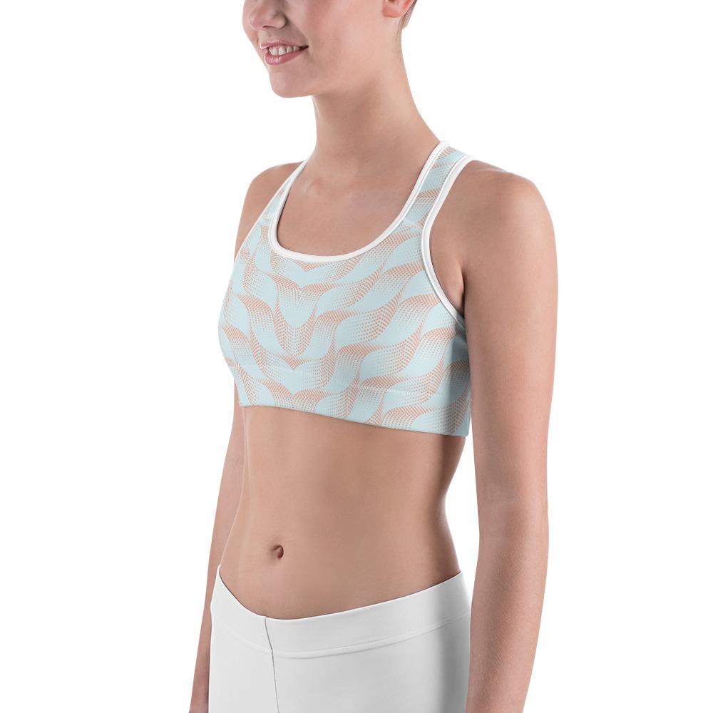 Light Blue & Apricot Wave Sports Bra Gearbunch