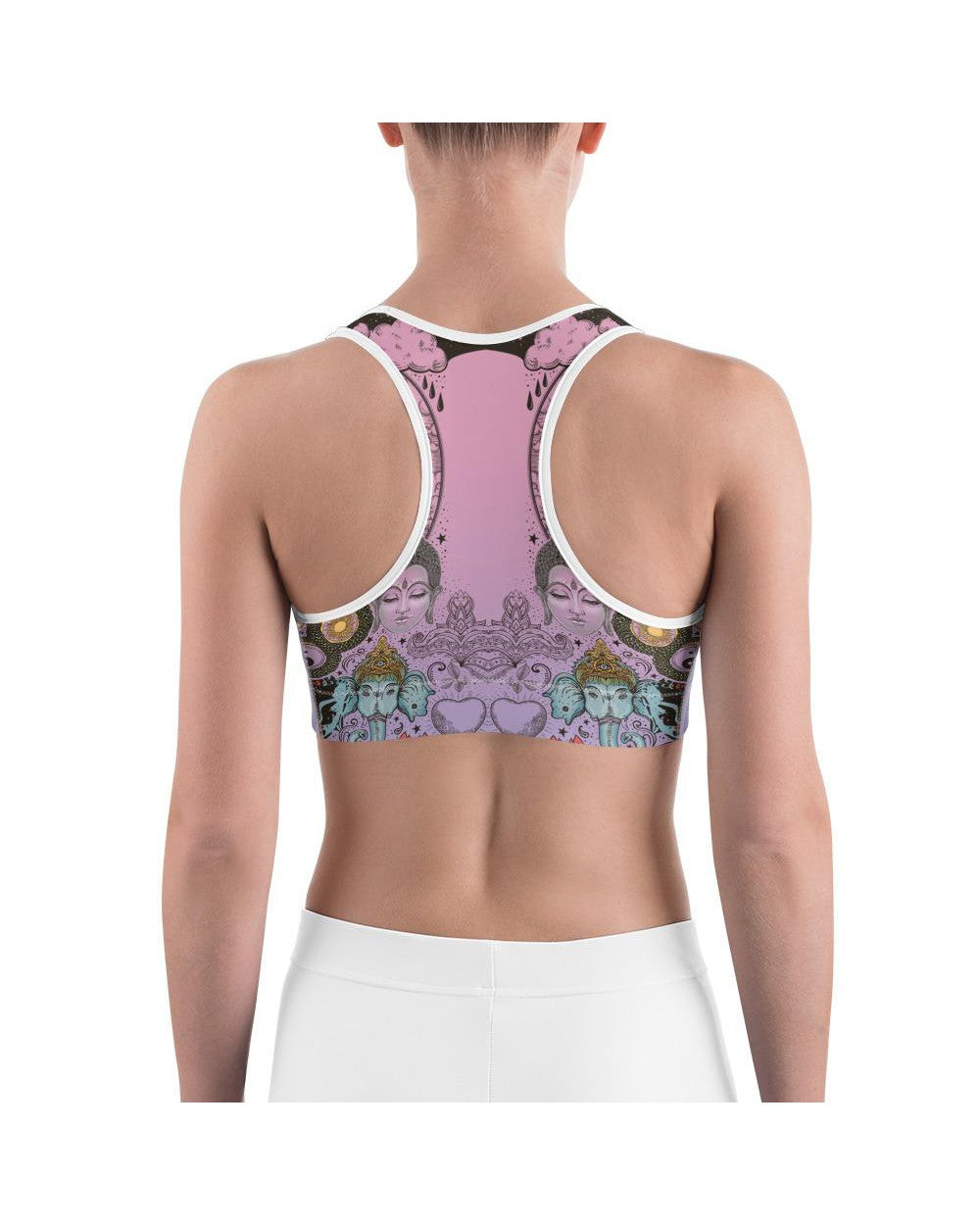 Pink Tattooed Lotus Sports Bra | GearBunch