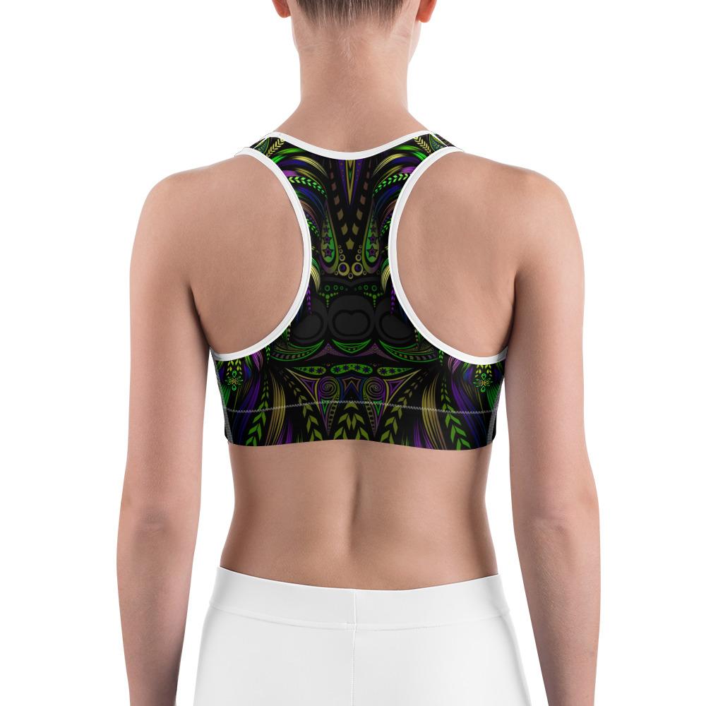 Green Colorful Wolf Sports Bra Gearbunch