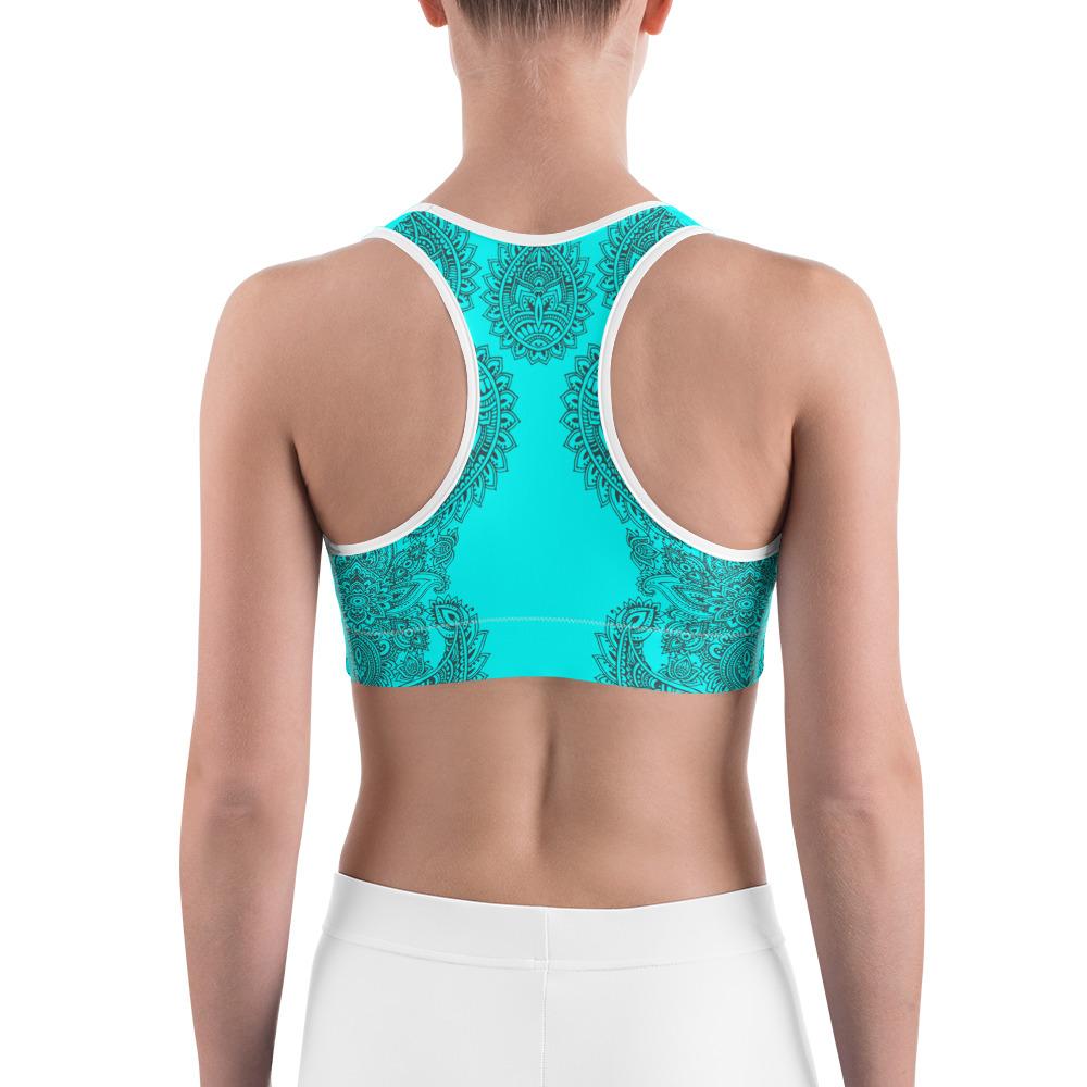 Aqua and Slate Grey Henna Sports bra