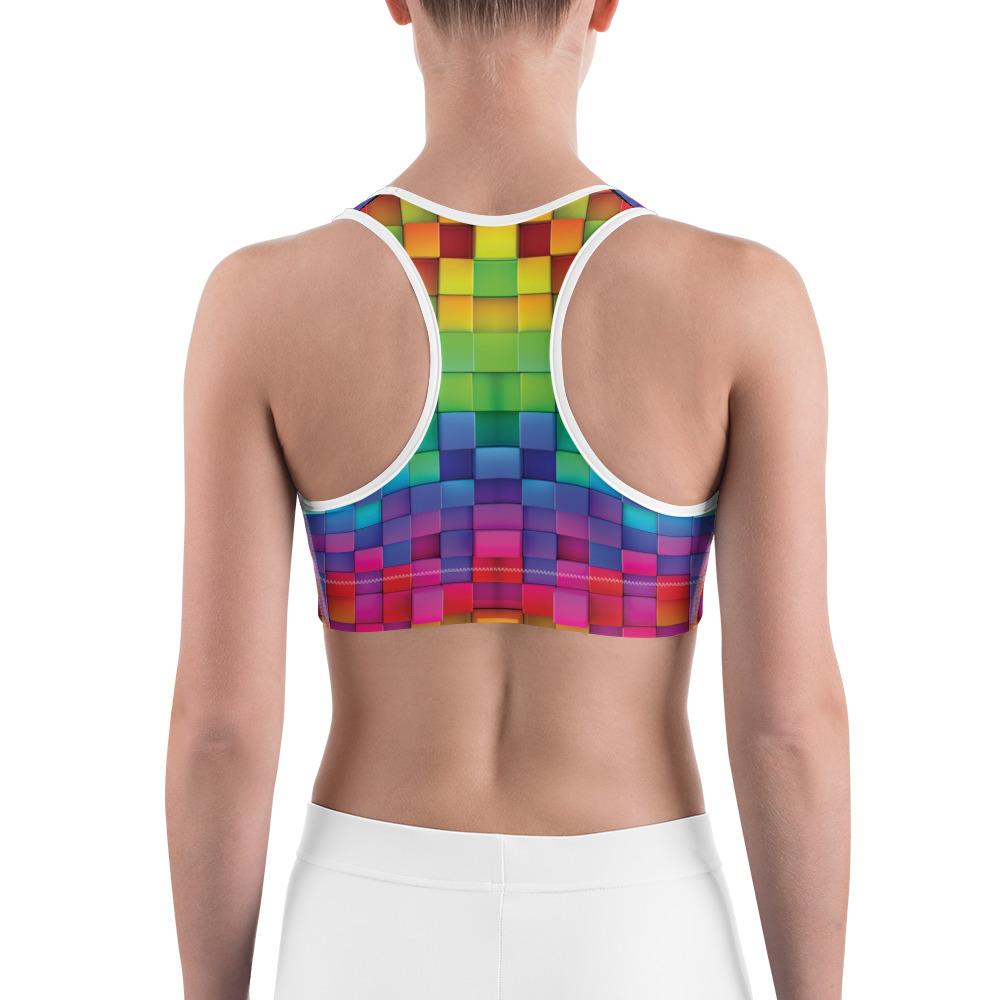 Rainbow Blocks Sports Bra | GearBunch