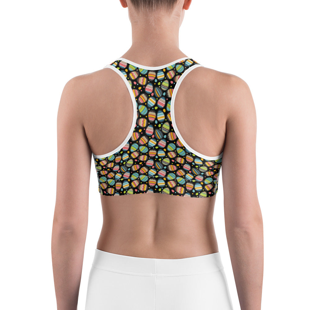 Womens Sports Bra Easter Egg Black/Green/Yellow | Gearbunch.com