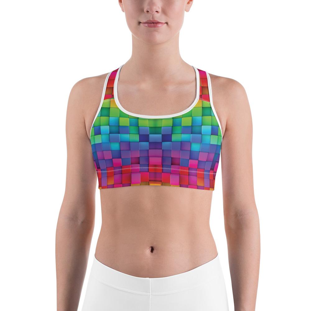 Rainbow Blocks Sports Bra | GearBunch