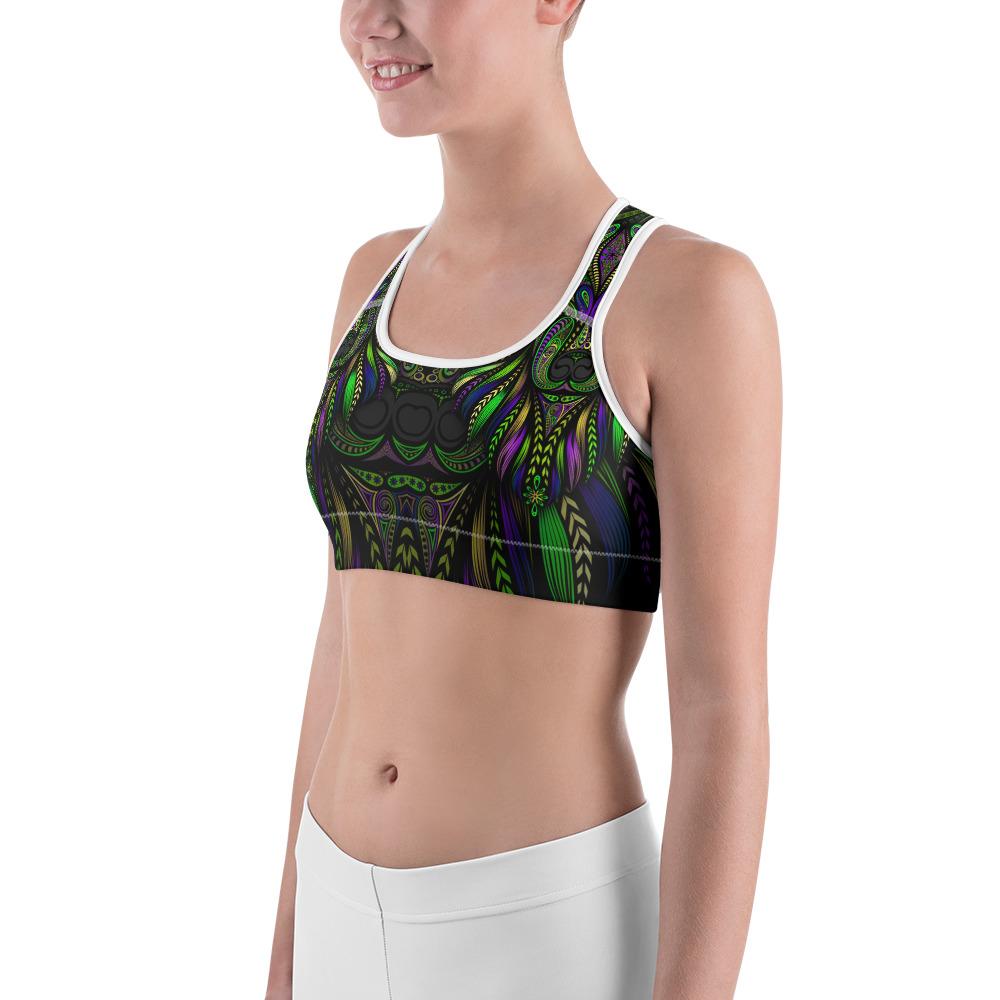 Green Colorful Wolf Sports Bra Gearbunch