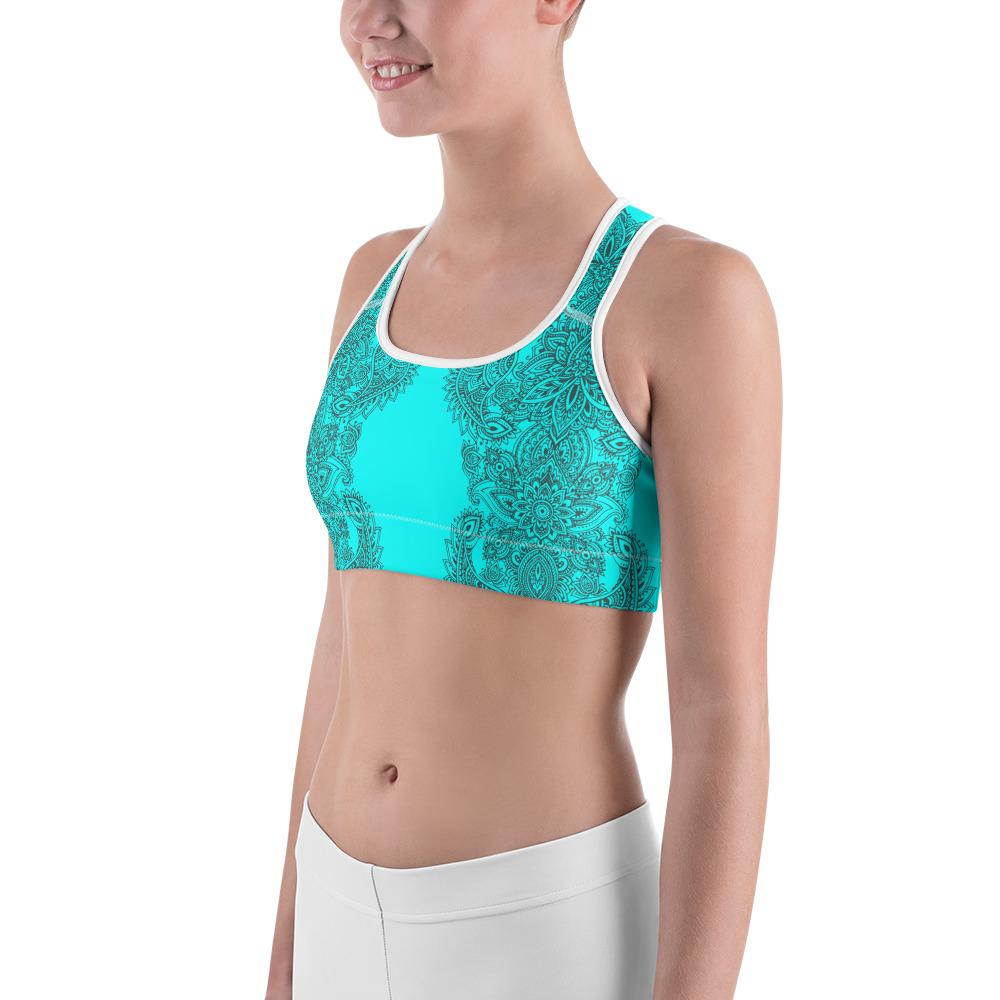 Aqua and Slate Grey Henna Sports bra