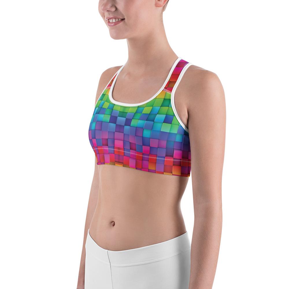Rainbow Blocks Sports Bra | GearBunch