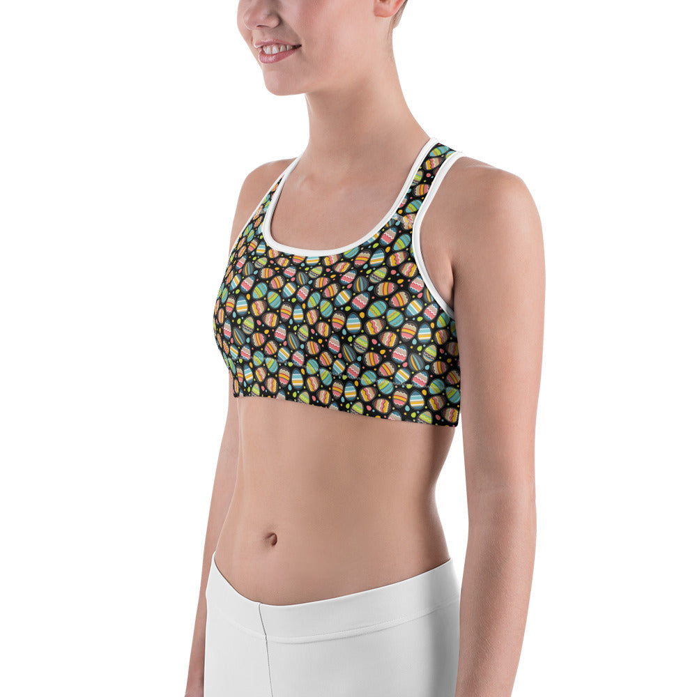 Womens Sports Bra Easter Egg Black/Green/Yellow | Gearbunch.com