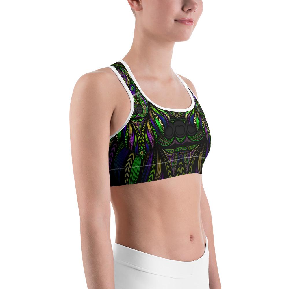 Green Colorful Wolf Sports Bra Gearbunch