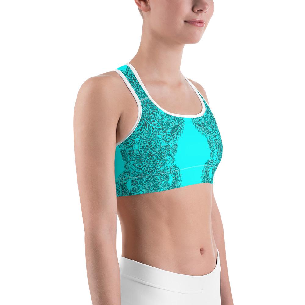 Aqua and Slate Grey Henna Sports bra