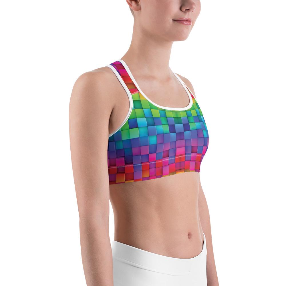 Rainbow Blocks Sports Bra | GearBunch