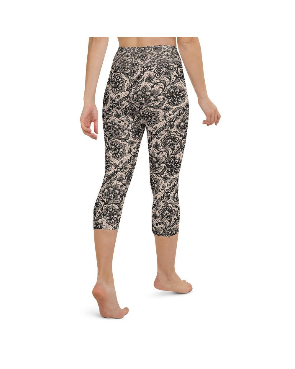 Black Faux Lace Yoga Capris Gearbunch