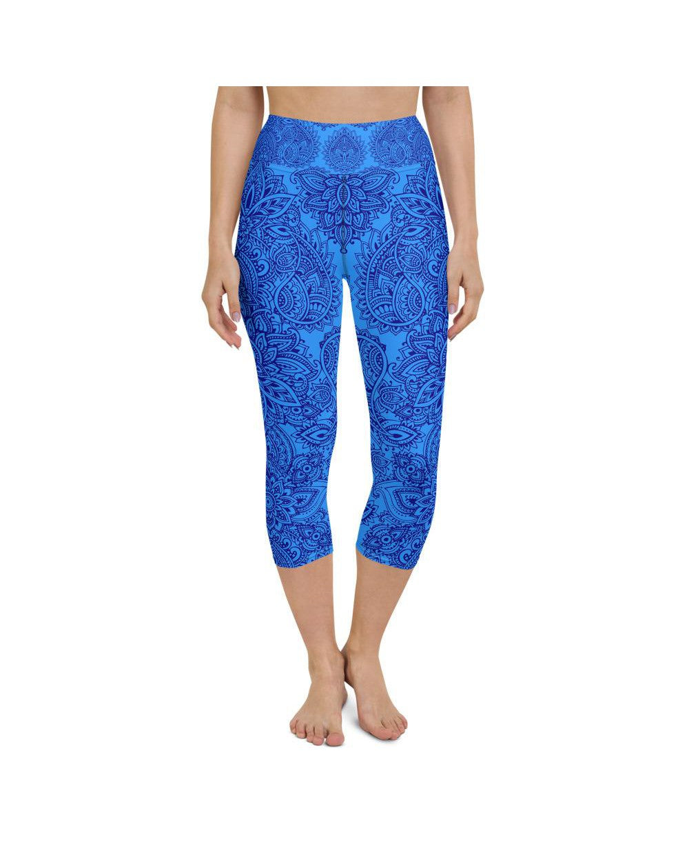 Blue and Navy Henna Tattoo Yoga Capris | GearBunch
