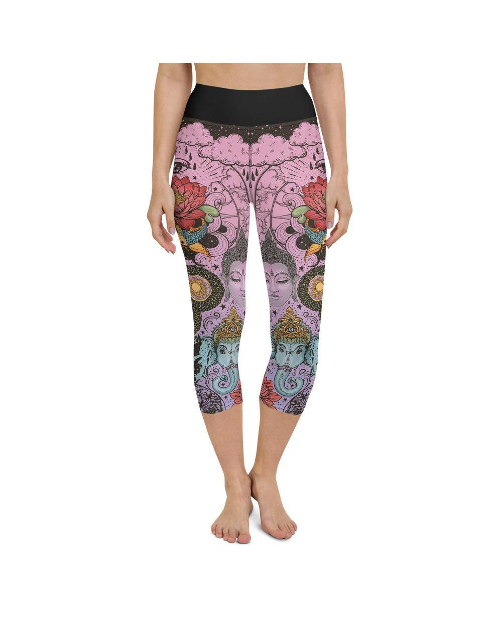 Pink Tattooed Lotus Yoga Capris | GearBunch