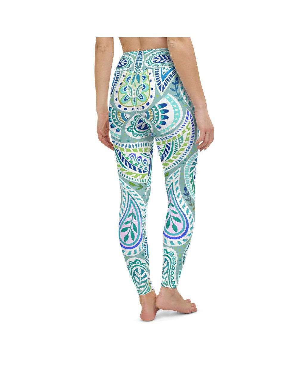 Blue and Green Paisley Yoga Pants Gearbunch