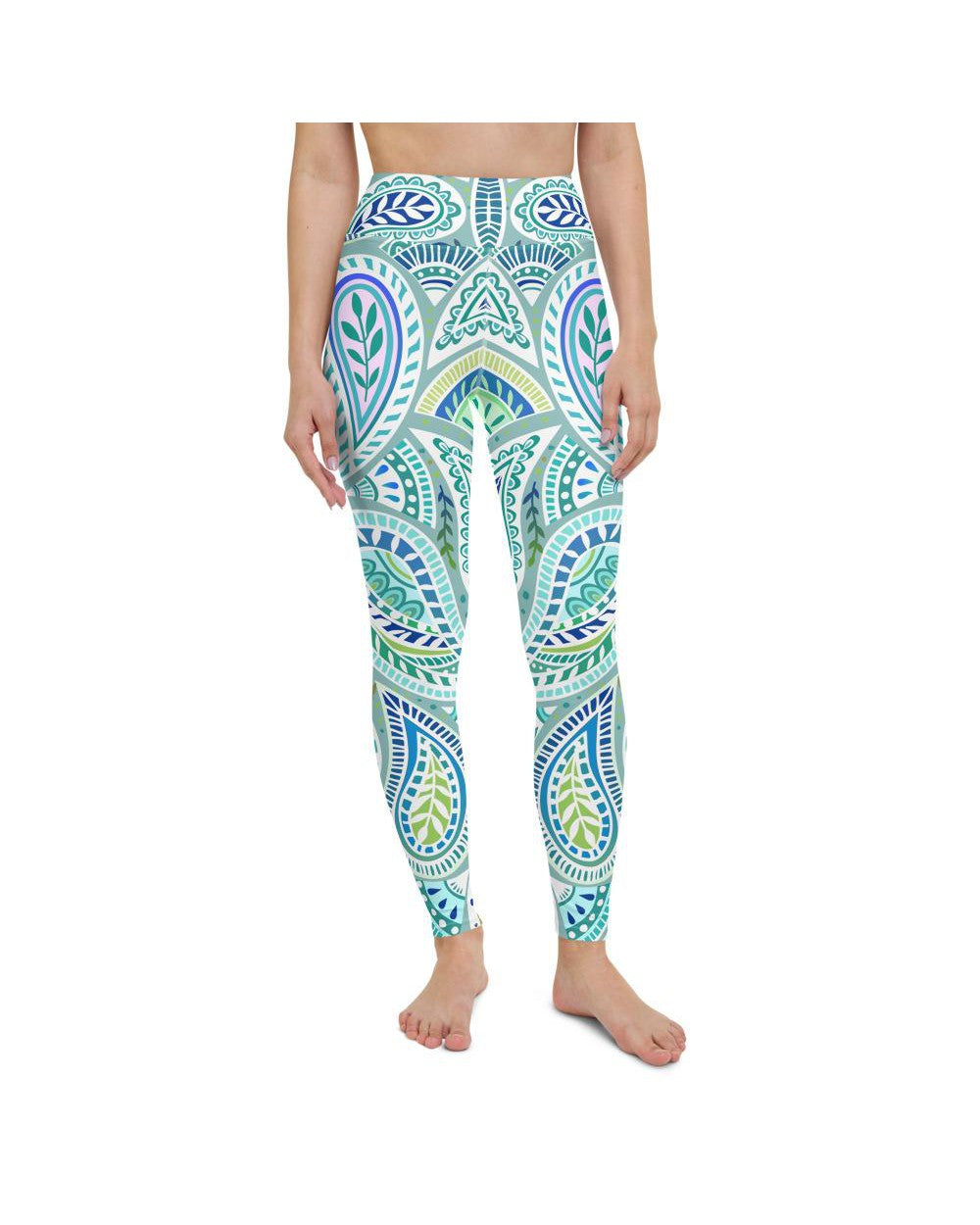 Blue and Green Paisley Yoga Pants Gearbunch