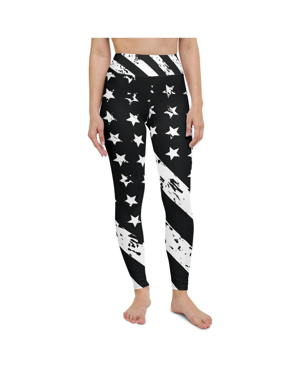Womens Workout Yoga Pants Black & White American Flag | Gearbunch.com