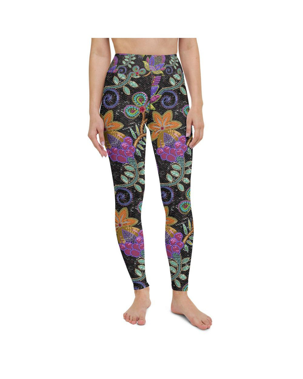Faux Paillette Flower Yoga Pants | GearBunch