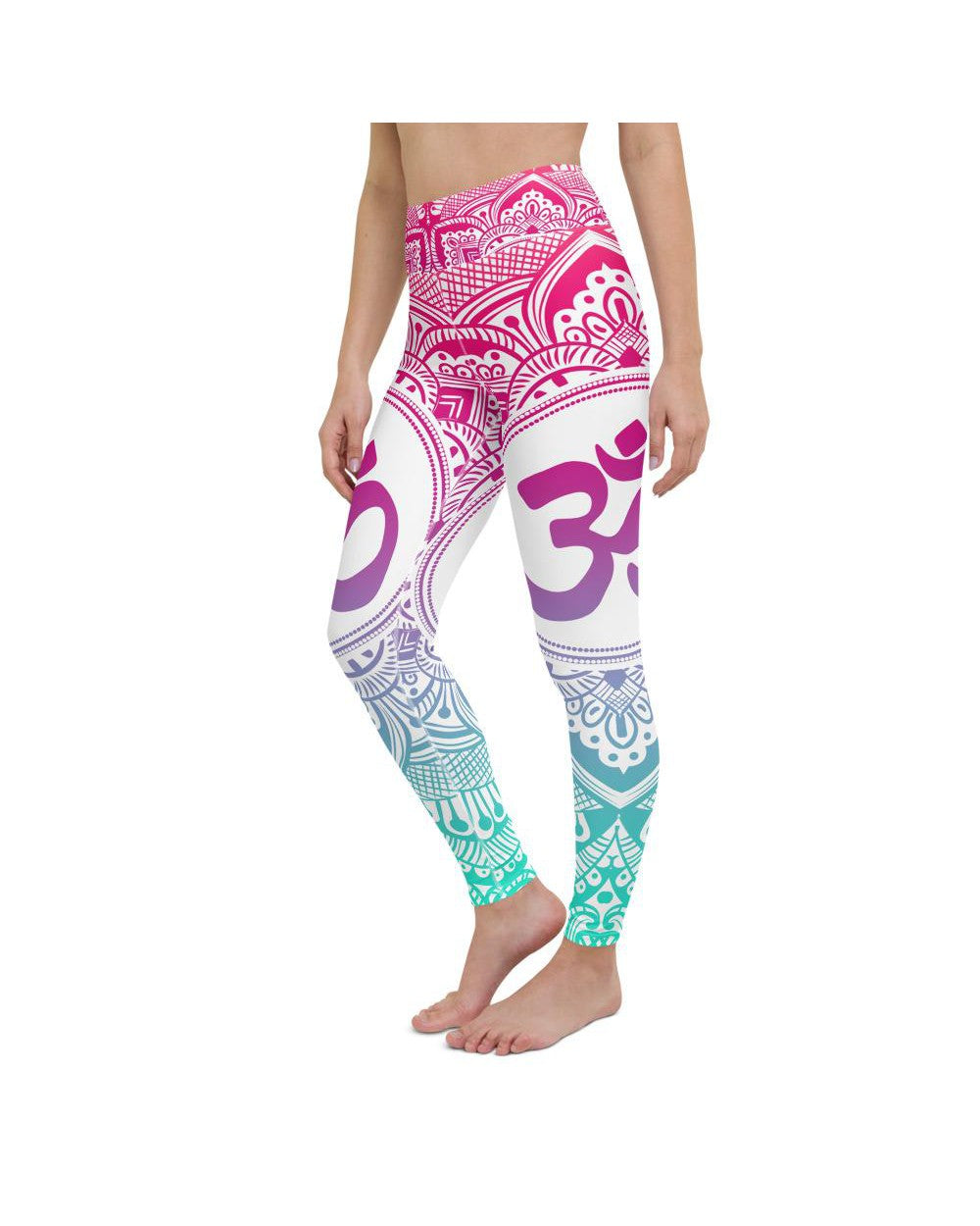 Womens Workout Yoga Pants Bright OM White/Blue/Pink | Gearbunch.com