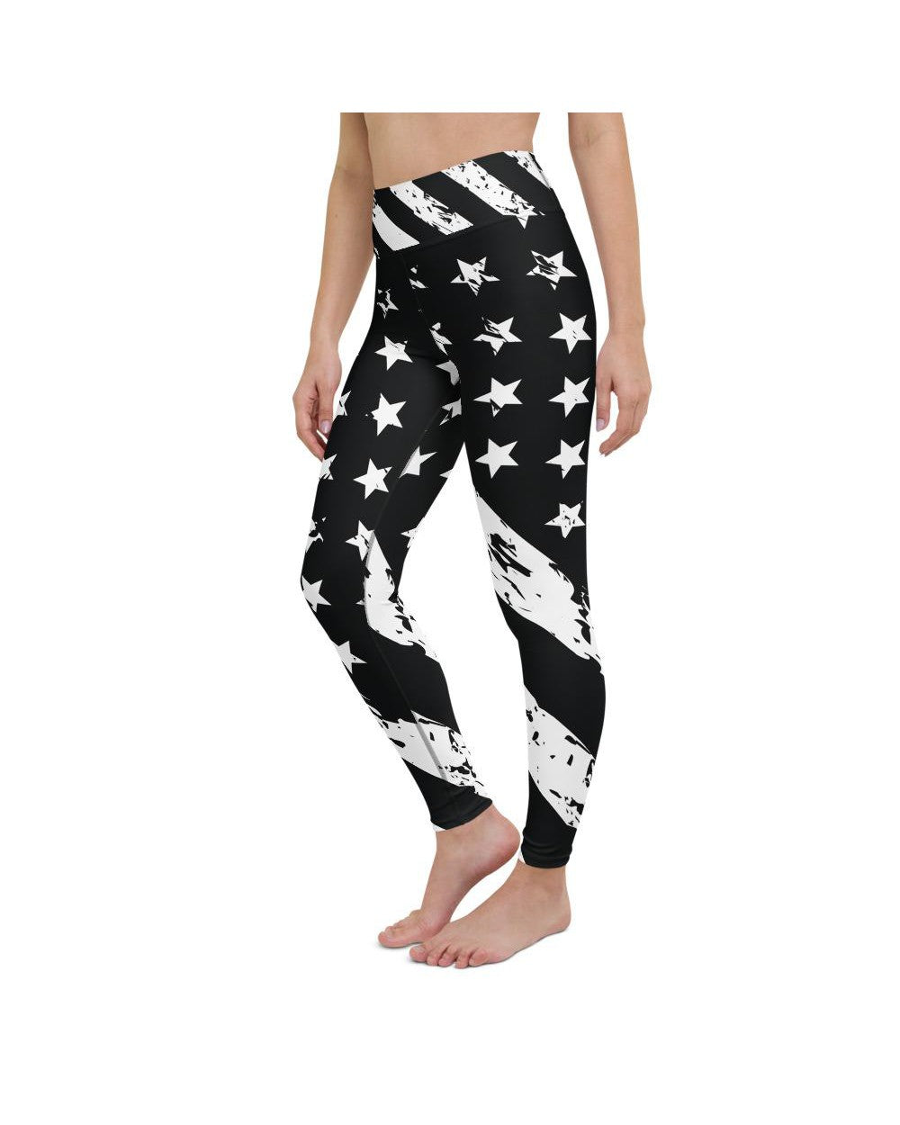 Womens Workout Yoga Pants Black & White American Flag | Gearbunch.com